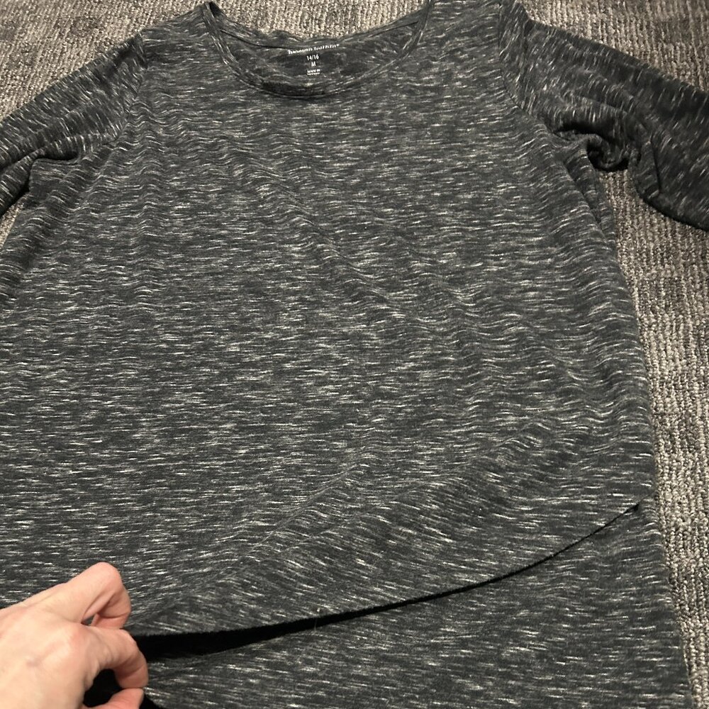 Claudia Richard black/grey knit top asymmetrical layers large